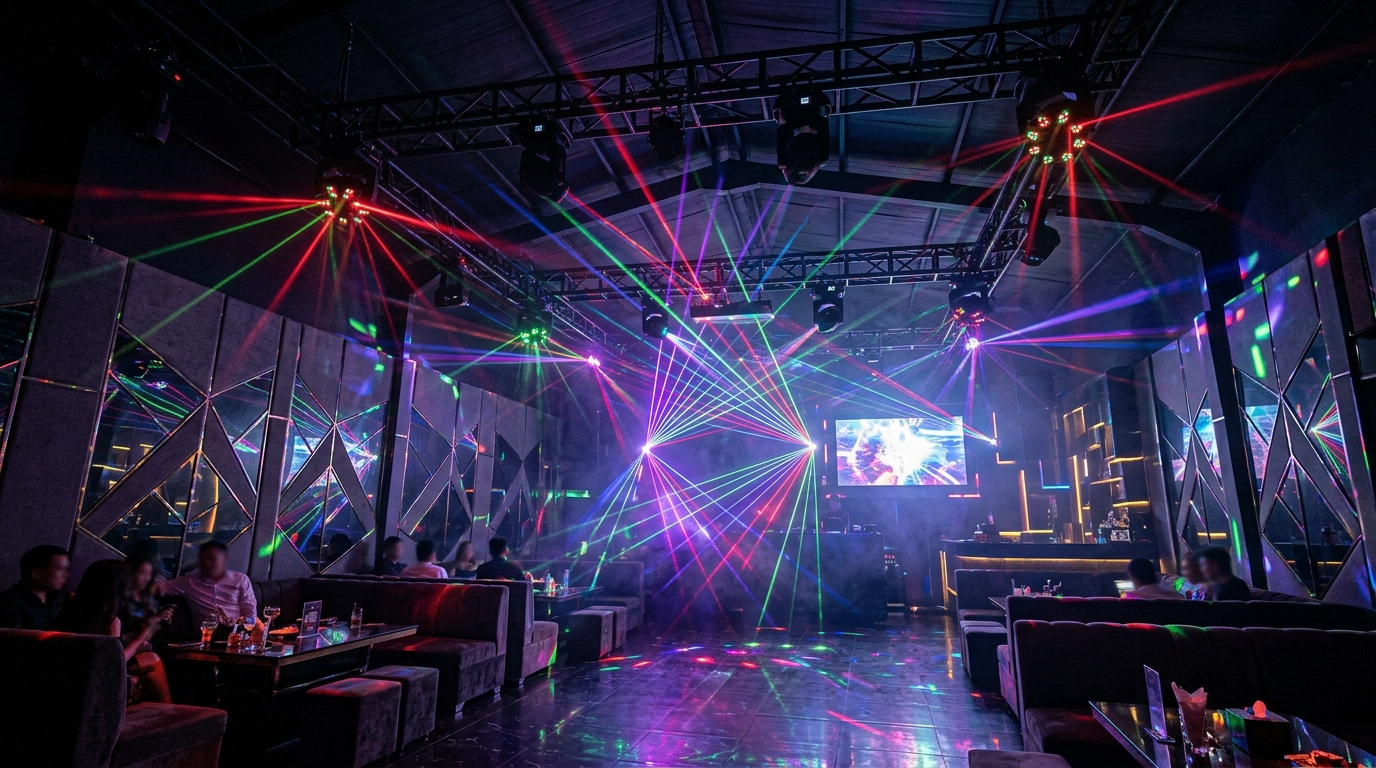 Đèn Moving Laser Đa Mắt (6 Mắt, 8 Mắt, 9 Mắt) & Đèn Thiên Thần Sấm Chớp Cho Phòng Bay, Karaoke VIP
