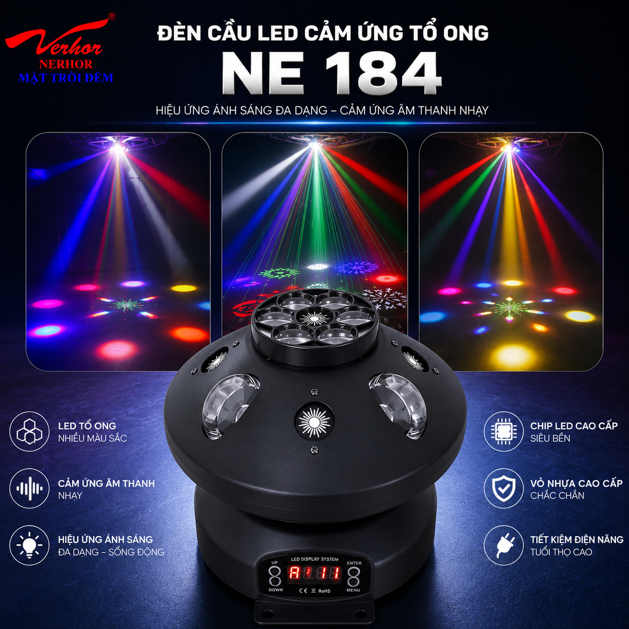 Đèn Cầu Laser Led Mắt ong NE 184